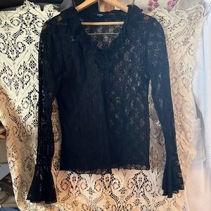 Acrylic medium black lacing shirt victorian sleeves